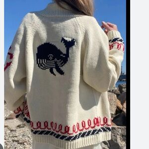 ✨ Cape Cod Whale Varsity Shawl Collar Cardigan ✨